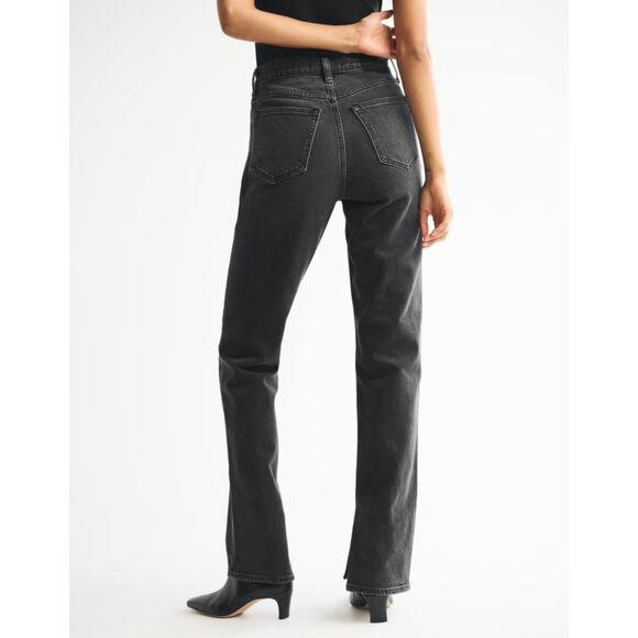 Abercrombie & Fitch Ultra High Rise 90s Straight Jean Size 30 Washed Black Vent - Picture 5 of 12